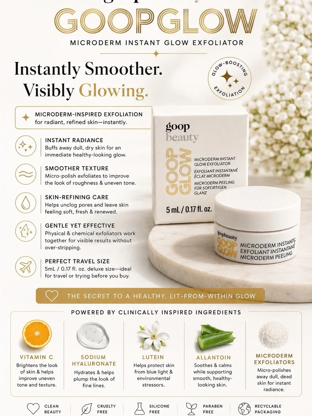 goop Beauty GOOPGLOW Microderm Instant Glow Exfoliator 5ml Travel Size New